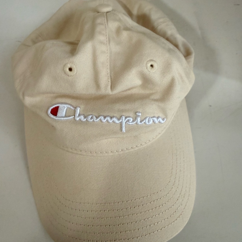 Champion Beige Embroidered Script Logo Hat